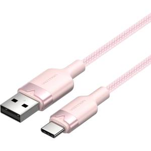 Vention USB-A 2.0/M - USB-C/M, 1 м, (розов, 3A), кабел