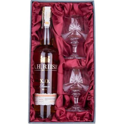 BOHEMIA CRYSTAL Dárková sada rumu A.H. Riise Gold Medal + 2 sklenice brus Mašle 250 ml