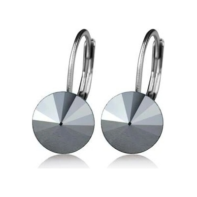 Nubis ocelové náušnice s krystaly Swarovski black jet hematite NBS08-JH