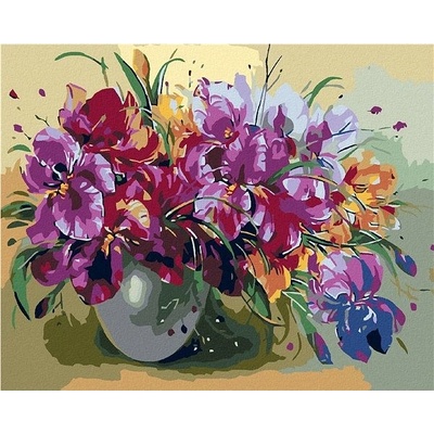 zuty Malování podle číselKosatce ve váze 100 x 80 cm bez rámu a bez vypnutí plátna