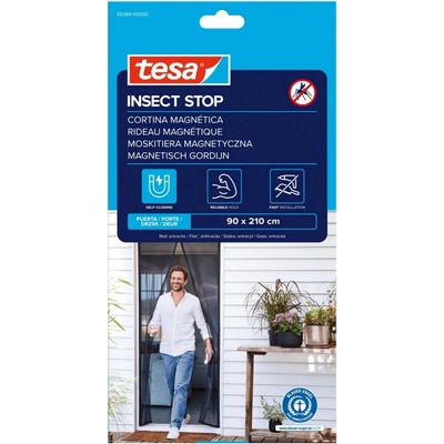 tesa Magnetická síť proti hmyzu do dveří INSECT STOP, antracit, 0,9 x 2,1 m