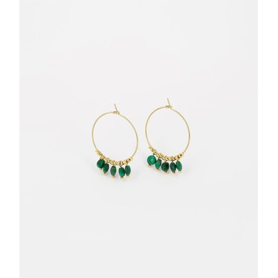 ZAG Bijoux Oceľové náušnice Malachit SEC10579-01GRN