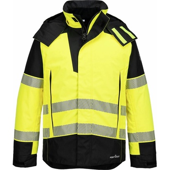 Portwest FR606 PW3 Modaflame Rain+ Hi-Vis Multi-Norm FR Nehorľavá reflexná zimná bunda žltá/čierna
