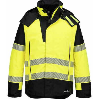 Portwest FR606 PW3 Modaflame Rain+ Hi-Vis Multi-Norm FR Nehorľavá reflexná zimná bunda žltá/čierna