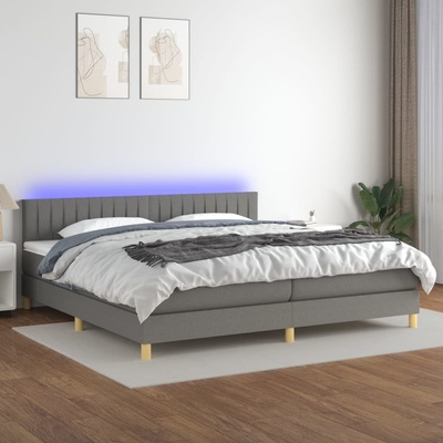 Petrashop 3133902 boxspring postel s matrací a LED tmavě šedá textil