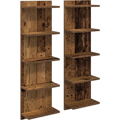 vidaXL Стенен рафт 2 бр. Старо дърво 30 x 15 x 100 см (8012409)