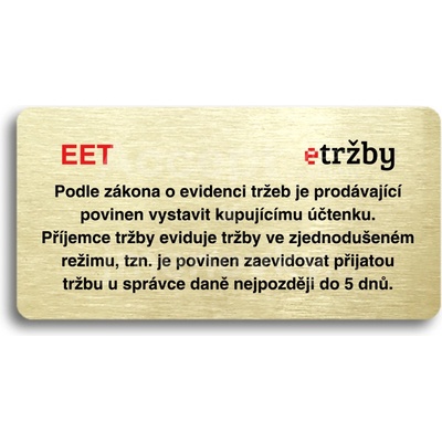 ACCEPT Piktogram EET - zjednodušený režim - zlatá tabulka - barevný tisk bez rámečku
