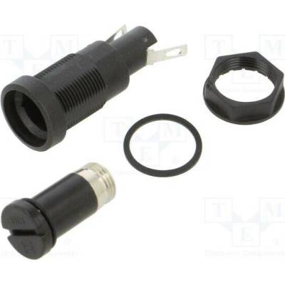SCHURTER 0031.1361 Zásuvka; 10A; 250VAC; FIO; na panel; černá; UL94V-0; termoplast
