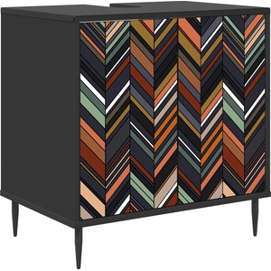 vidaXL Шкаф за баня OMMEN Черен дъб 60 x 40 x 61 см (8007419)