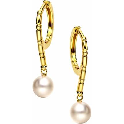 Zlaton Náušnice žluté zlato s perlou kruhové visací 2.5cm 3.3g 000651202259
