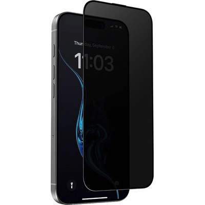 Benks Ultra Shield Privacy Tempered Glass - стъклено защитно покритие с определен ъгъл на виждане за дисплея на iPhone 16, iPhone 15, iPhone 14 Pro (черен-прозрачен)