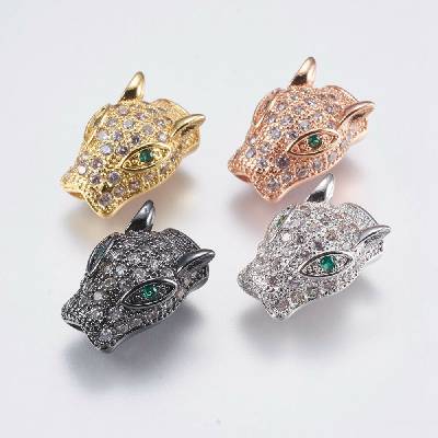 Mosazný korálek s kubickými zirkony - leopard - různá provedení - 14,5 x 9,5 x 8 mm - 1 ks Barva: Zlatá