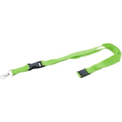 Snúrka na krk s odnímateľnou karabínou a skobou 20x560 mm zelená