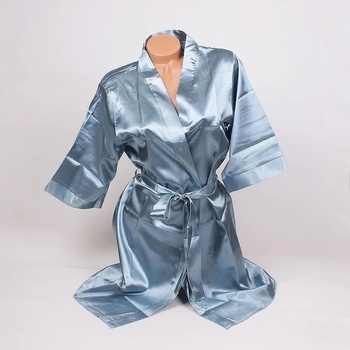 Image 1 of Къс дамски сатенен халат в цвят тюркоазен пастел