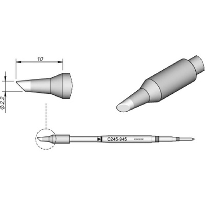 JBC Tools C245945 spájkovací hrot okrúhla forma, skosená Veľkosť hrotov 2.2 mm Dĺžka hrotov 10 mm Obsah 1 ks