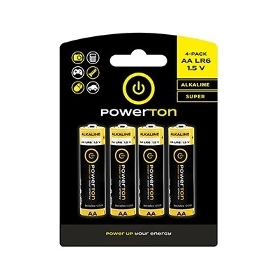 Powerton Baterie jednorázová alkalická, tužková, AA, 1.5V, Powerton, blistr, 4-pack (WPABAAB4)