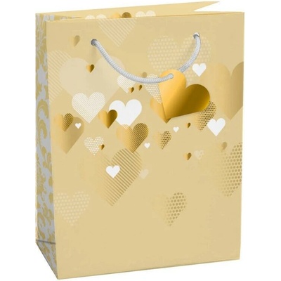 Taška dárková Medium matt 19 x 10,2 x 23cm TM - motiv srdíček