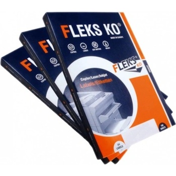 Fleks-Ko Етикети за принтери Fleks-Ko, формат А4, размер 48.5x25.4mm, 44бр. на лист, опаковка от 100 листа, бели (OK8621)