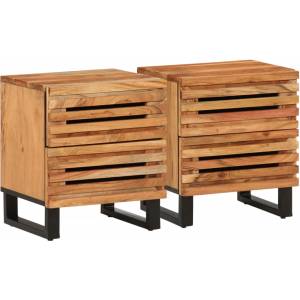 vidaXL Нощни шкафчета, 2 бр, 40x34x46 см, акация масив (377429)