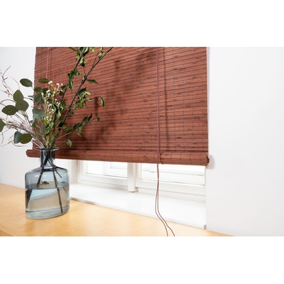 Vingo Rozbalená zatemňovací bambusová roleta hnědá 70 x 100 cm
