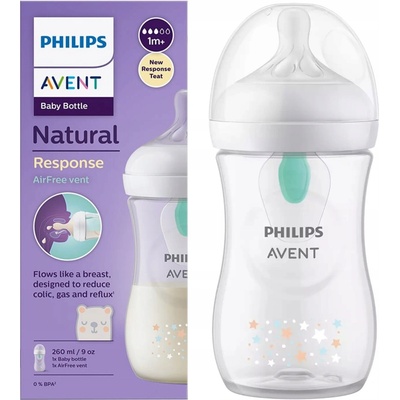 Philips Avent láhev Natural Response s ventilem AirFree medvěd bílá 260 ml