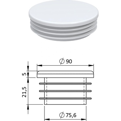 Vnitřní krytka kulatá ø 90 mm, plastová, bílá