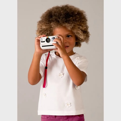 MAYORAL Бяла тениска къс ръкав апликация цветя за мини момиче Mayoral