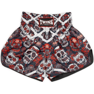 Muay Thai trenky TWINS Special Skulls-Calaveras červená
