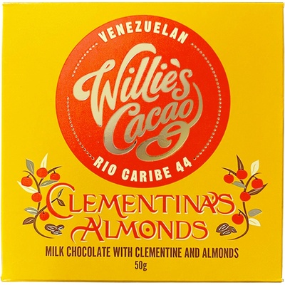Willie's Cacao 44% mléčná s mandarinkou a mandlemi 50 g