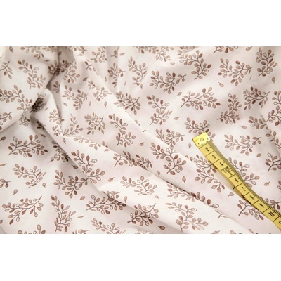 Bavlnené plátno - hnedé vetvičky na podklade off white - šírka 160 cm