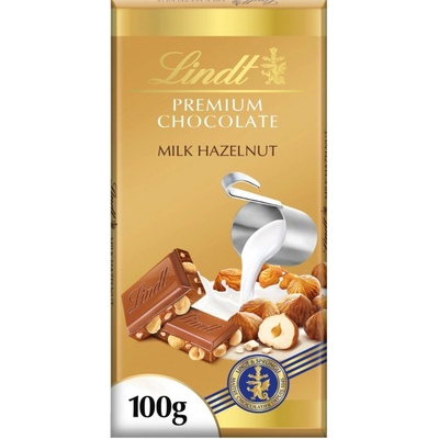 Lindt Premium Mléčná s lískovými oříšky 100 g