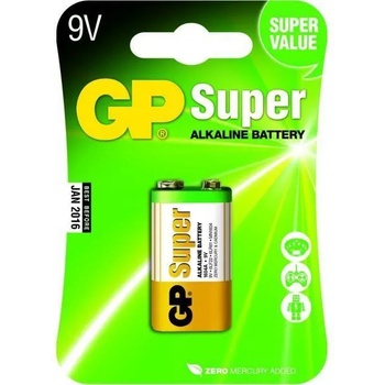 GP Batteries Алкална батерия gp super 6lf22, 6lr61, 9v, 1 бр. блистер, 1604a (gp-ba-1604a-u1)