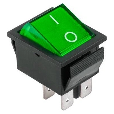 Prepínač kolískový 4pin 230V zelený