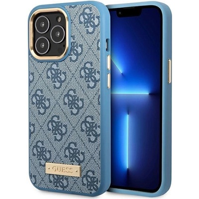 GUESS Кейс Guess GUHMP14LU4GPRB за iPhone 14 Pro 6.1", син / син, твърд, 4G Logo Plate MagSafe (GUE002923-0)