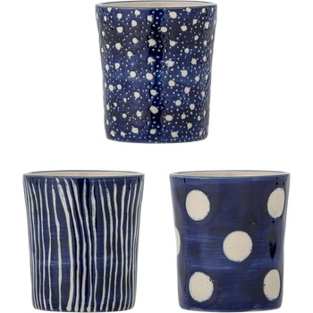 Bloomingville Тъмносини глинени чаши в комплект от 3 бр. за еспресо 190 ml Minoa - Bloomingville (82072601)