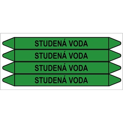 Značení potrubí, studená voda,4 ks, 250 × 26 mm PZ 009150