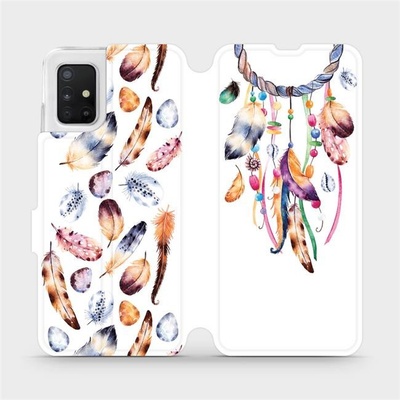Pouzdro Mobiwear parádní flip Samsung Galaxy A51 - M003S Lapač a barevná pírka