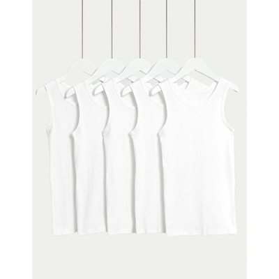 Marks & Spencer Горнища от чист памук, 5 пакета (2-16 години) Marks & Spencer бяло Marks & Spencer | Byal | Момчешки | 104/110