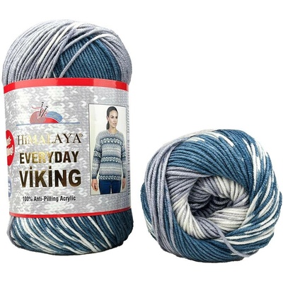 Himalaya příze Everyday Viking 70522 jeans modrá šedomodrá a bílá