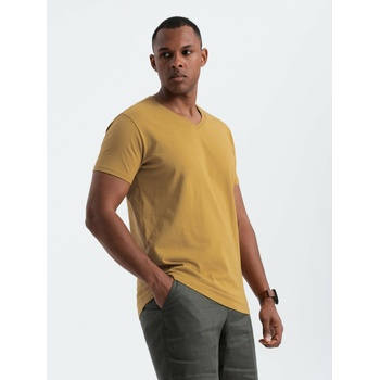 Ombre Clothing Мъжка класическа памучна тениска BASIC с деколте на екипажа - горчица V8 OM-TSBS-0145 Ombre Clothing Ombre Clothing | Zhalt | МЪЖЕ | S