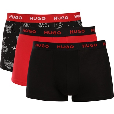 HUGO Комплект три - мъжки боксерки HUGO многоцветни HUGO | Cheren Cherven Mnogotsveten | МЪЖЕ | XL
