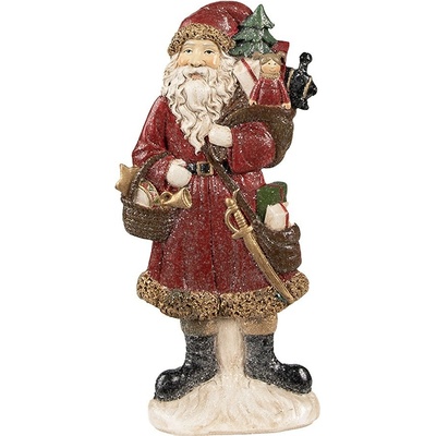 Červená vánoční dekorace socha Santa s dárky - 12*4*24 cm - Clayre & Eef – Hledejceny.cz