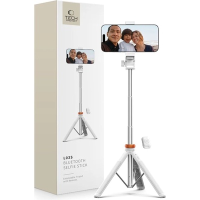 Селфи стик Tech-Protect L03S Bluetooth selfie stick with remote control, tripod up to 148cm and 180 head - white (5906203691180)