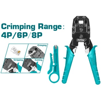 TOTAL Клещи за кримпване на телефонни и мрежови букси, total, 4p, 6Р, 8Р (tl tmpc4468p)