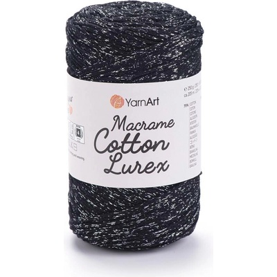 Yarn Art Macrame Cotton Lurex 723 černá se stříbrnou nitkou
