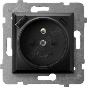OSPEL - Домашен контакт без рамка 230V + 1xUSB-A + 1xUSB-C ARIA черен (OE0030)