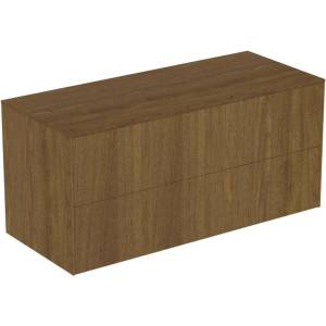 Ideal Standard Atelier Conca стенен долен шкаф, цвят тъмен орех, 2 чекмеджета с плот 120 см (T4324Y5)