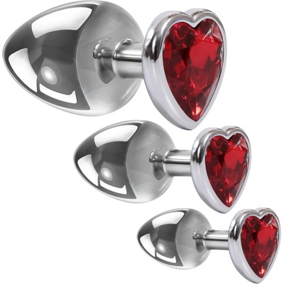 Adam and Eve Three Hearts Gem Anal Plug Set análních šperků