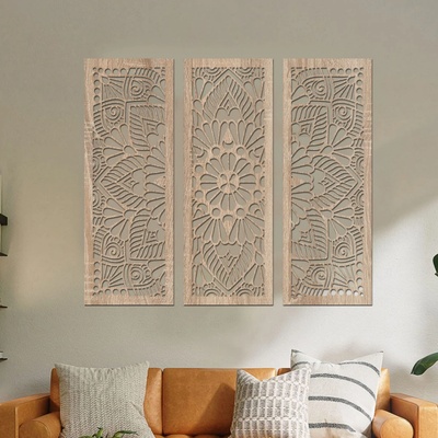 dřevo života Dřevená 3 dílná mandala QUADRO Zvolte barvu dekoru: Dub Sonoma, Rozměry (cm): 120x100