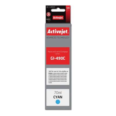 Activejet AC-G490C мастилена касета (заместител за Canon GI-490C, Supreme, 70 ml, 7000 страници, циан) (AC-G490C)